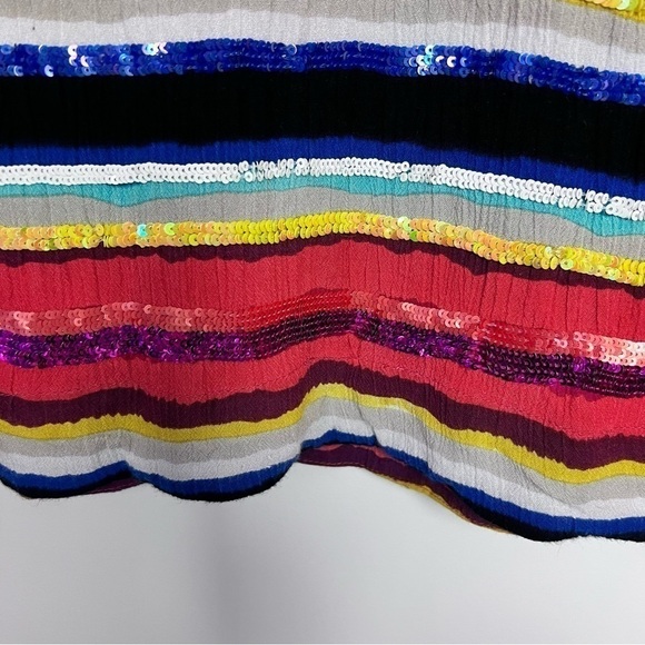 Soft Surroundings Colorista Sequin Striped Colorful Tunic Short Sleeve Top - Picture 9 of 13